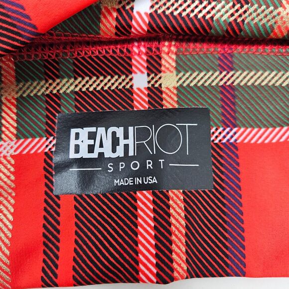 BEACH RIOT Leah Top Sports Bra Womens Small Plaid Print Unpadded Wireless - Picture 5 of 7